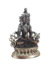 Buddhist Miniature Statue Of Aparimita, [chocolate Oxidized], Amitayus, Chepame
