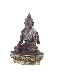 Buddhist Miniature Statue Of Shakyamuni Buddha, [chocolate Oxidized]