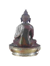 Buddhist Miniature Statue Of Shakyamuni Buddha, [chocolate Oxidized]