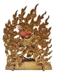 Buddhist Statue Of [vajrakilaya - Dorje Phurba], With Full Gold Plated And Painted Face