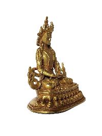 Buddhist Miniature Statue Of Aparimita, [gold Plated], Amitayus, Chepame