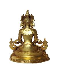 Buddhist Miniature Statue Of Aparimita, [gold Plated], Amitayus, Chepame