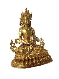 Buddhist Miniature Statue Of Aparimita, [gold Plated], Amitayus, Chepame