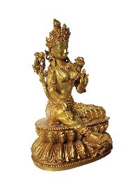 Tibetan Buddhist Statue Of Green Tara, [full Gold Plated]