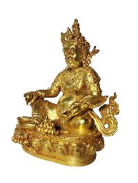 Tibetan Buddhist Statue Of Yellow Jambhala, [full Gold Plated]