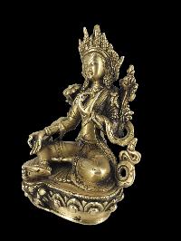 Buddhist Handmade Statue Of Green Tara, [bronze Finishing]