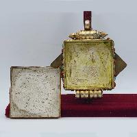 [sterlin Silver] Tibetan Ghau Amulet Box [tortoise], [gold Plated], [stone Setting]