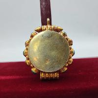 [sterlin Silver] Tibetan Ghau Box With Flower Design [gold Plated], [stone Setting]