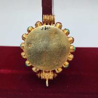 Tibetan Mandala Ghau Box With Sighu Stone, [gold Plated], [stone Setting]