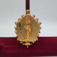 [sterlin Silver] Tibetan Ghau Box With Manjushree, [gold Plated], [stone Setting]