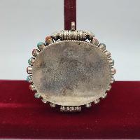 [sterlin Silver] Tibetan Ghau Box With Sighu Stone, [gold Plated], [stone Setting]
