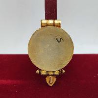 [sterlin Silver] Tibetan Ghau Box With Sankha Design, [gold Plated], [stone Setting]