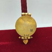 [sterlin Silver] Tibetan Ghau Box With Flower Design, [gold Plated], [stone Setting]