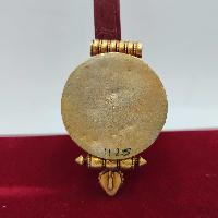 [sterlin Silver] Tibetan Ghau Box With Flower Design [lotus], [gold Plated], [stone Setting]