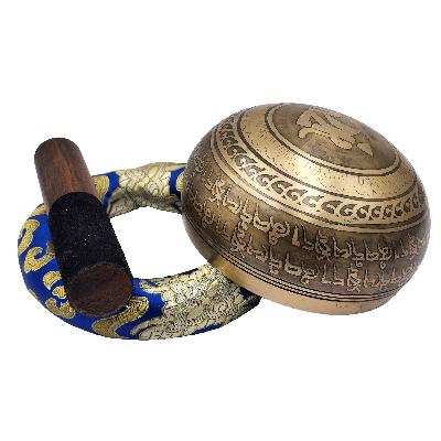 Nepali High Quality Seven Metal Bronze Singing Bowl, [dorje]