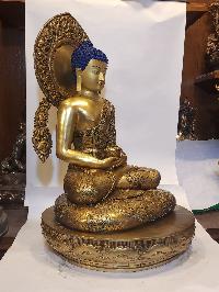 [high Quality], Tibetan Buddhist Handmade Statue Of Amitabha Buddha, [full Fire Gold Plated], [face Painted], [stone Setting]
