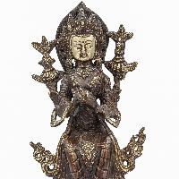 Buddhist Statue Of Maitreya Buddha, [sand Casting], [chocolate Oxidized]