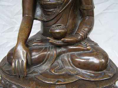 Shakyamuni Buddha Statue, [chocolate Oxidized], [old Post], [remakable]