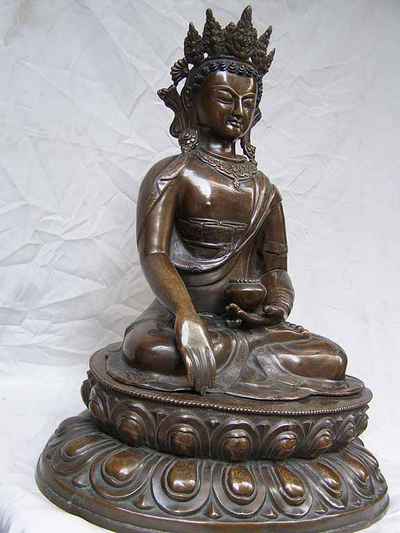 Shakyamuni Buddha Statue, [chocolate Oxidized], [old Post], [remakable]