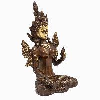 Buddhist Statue Of White Tara, [sand Casting], [chocolate Oxidized]