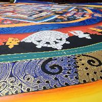 Buddhist Hand Painted Tibetan Thangka Of Kalachakra Mandala Thangka Painting, [red Colour]