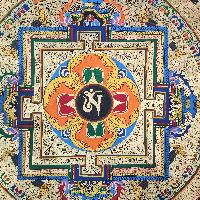 Buddhist Tibetan Thangka Of Mandala, [hand Painted]