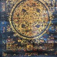 Buddhist Tibetan Thangka Of Mandala, [hand Painted], [antique]