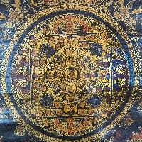 Buddhist Tibetan Thangka Of Mandala, [hand Painted], [antique]