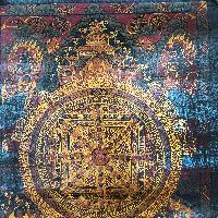 Buddhist Tibetan Thangka Of Mandala, [hand Painted], [antique]