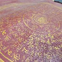 Buddhist Tibetan Thangka Of Mantra Mandala, [hand Painted], [antique]