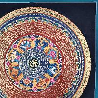 Buddhist Tibetan Thangka Of Mantra Mandala, [hand Painted], Ashtamangala