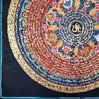 Buddhist Tibetan Thangka Of Mantra Mandala, [hand Painted], Ashtamangala