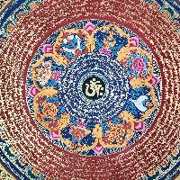 Buddhist Tibetan Thangka Of Mantra Mandala, [hand Painted], Ashtamangala