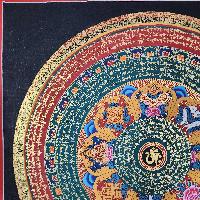 Buddhist Tibetan Thangka Of Mantra Mandala, [hand Painted], Ashtamangala