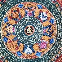 Buddhist Tibetan Thangka Of Mantra Mandala, [hand Painted], Ashtamangala