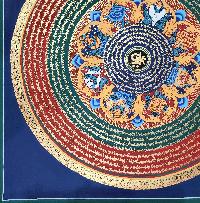 Buddhist Tibetan Thangka Of Mantra Mandala, [hand Painted], Ashtamangala