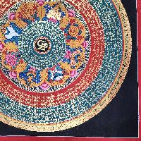 Buddhist Tibetan Thangka Of Mantra Mandala, [hand Painted], Ashtamangala