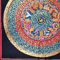 Buddhist Tibetan Thangka Of Mantra Mandala, [hand Painted], Ashtamangala