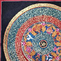 Buddhist Tibetan Thangka Of Mantra Mandala, [hand Painted], Ashtamangala