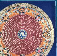 Buddhist Tibetan Thangka Of Mantra Mandala, [hand Painted], Ashtamangala