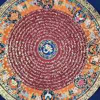 Buddhist Tibetan Thangka Of Mantra Mandala, [hand Painted], Ashtamangala