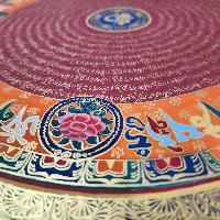 Buddhist Tibetan Thangka Of Mantra Mandala, [hand Painted], Ashtamangala