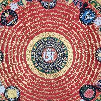 Buddhist Tibetan Thangka Of Mantra Mandala, [hand Painted], Ashtamangala