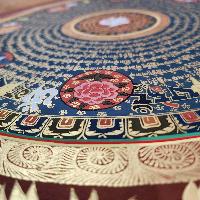 Buddhist Tibetan Thangka Of Mantra Mandala, [hand Painted], Ashtamangala