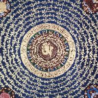 Buddhist Tibetan Thangka Of Mantra Mandala, [hand Painted], Ashtamangala