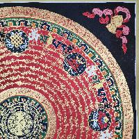 Buddhist Tibetan Thangka Of Mantra Mandala, [hand Painted], Ashtamangala