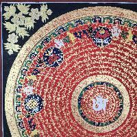 Buddhist Tibetan Thangka Of Mantra Mandala, [hand Painted], Ashtamangala