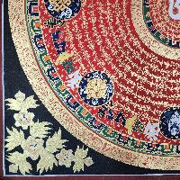 Buddhist Tibetan Thangka Of Mantra Mandala, [hand Painted], Ashtamangala