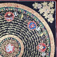 Buddhist Tibetan Thangka Of Mantra Mandala, [hand Painted], Ashtamangala