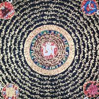 Buddhist Tibetan Thangka Of Mantra Mandala, [hand Painted], Ashtamangala